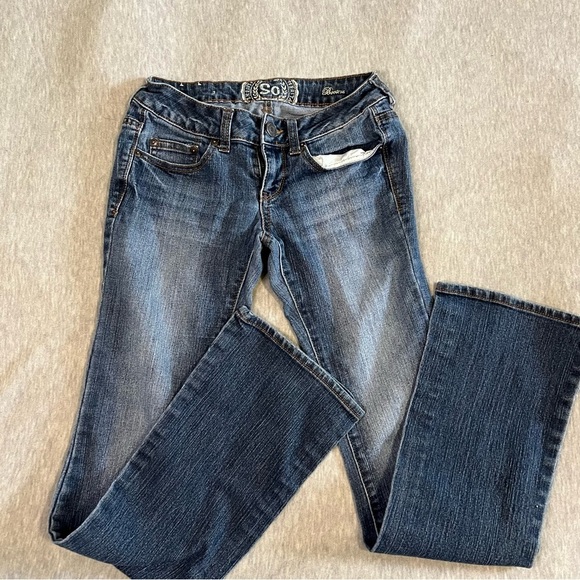 SO Blue Boot Cut Jeans with Vintage Wash - Picture 3 of 5